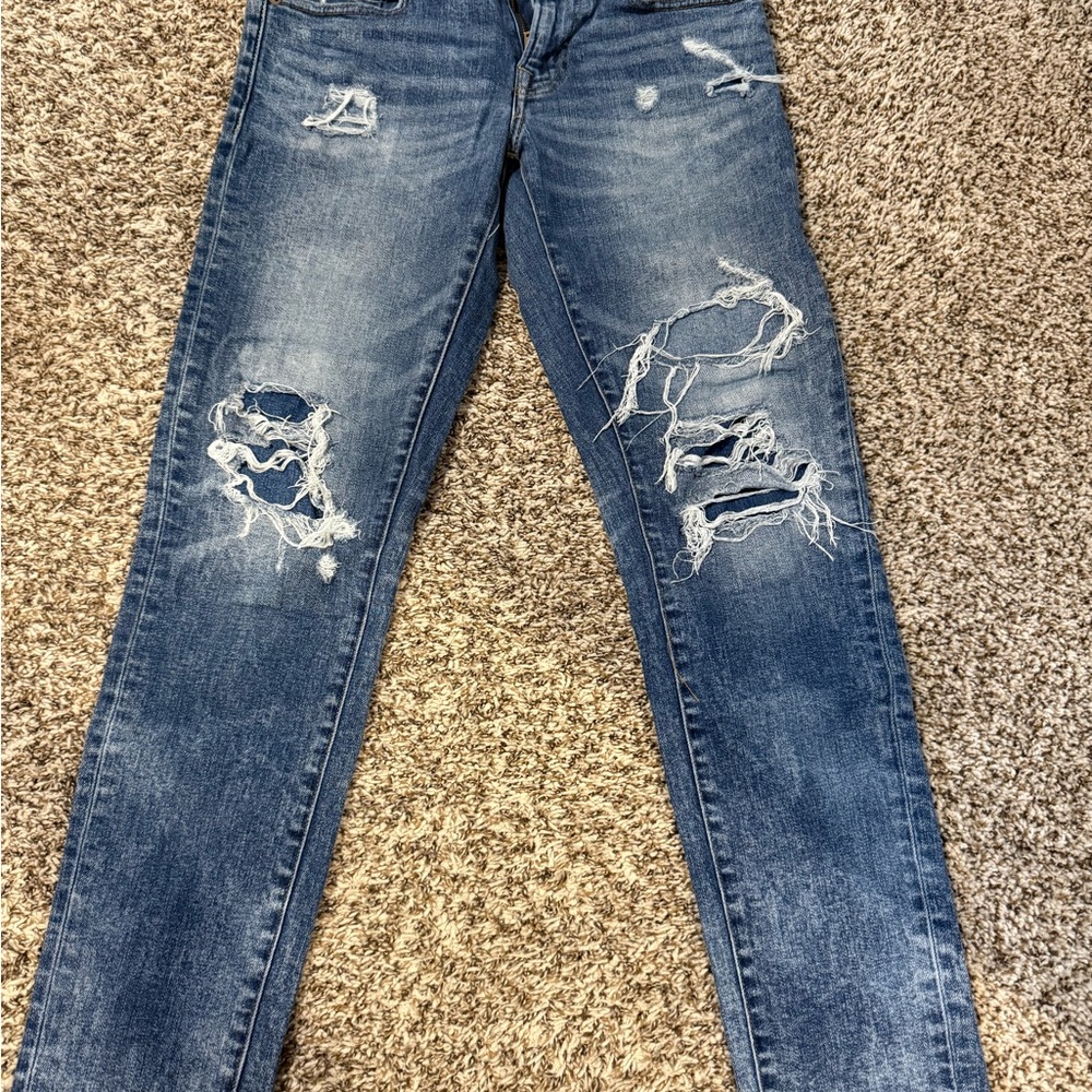 American Eagle Outfitters Ripped Blue Skinny Jeans